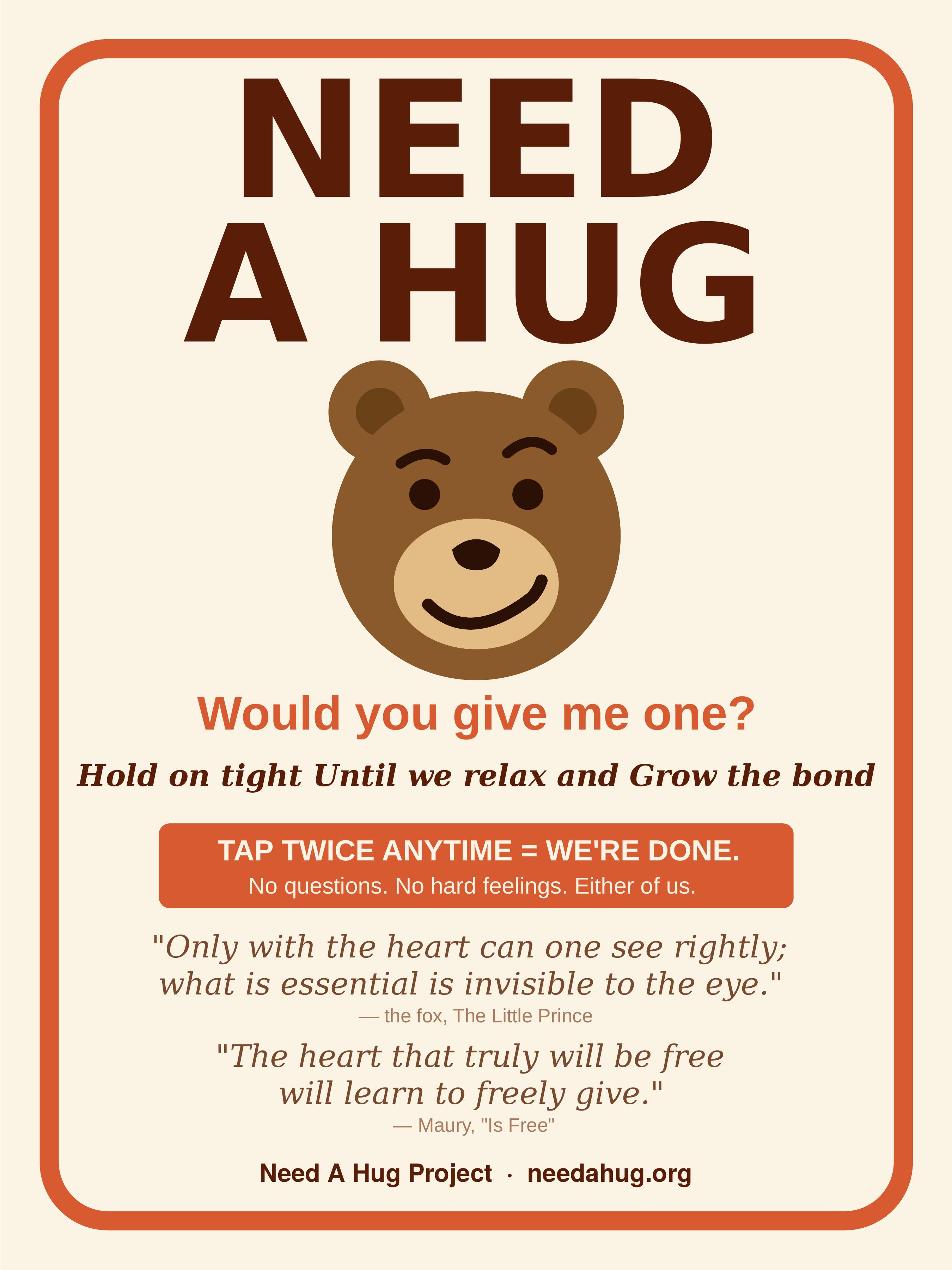 Need A Hug sign